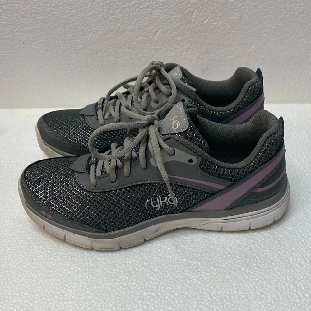 Ryka Destiny 2 grey & purple trim memory foam mesh upper size 6